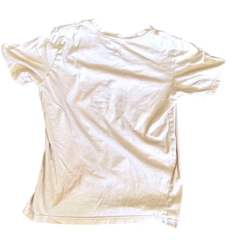 Adidas Graphic T Shirt Kids Medium Beige Good Trefoil Logo Sporty Casual Top